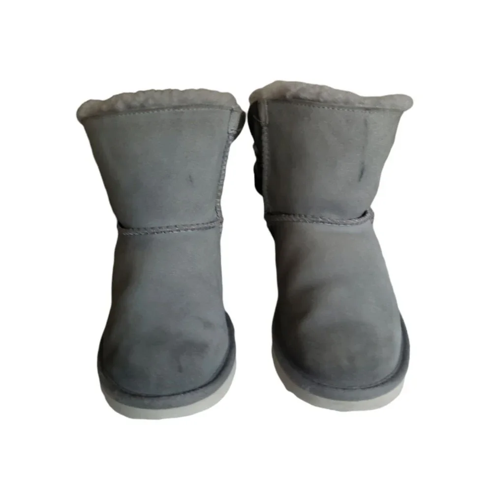 UGG Australia Kids Adoria Tehuano Perforated Leather Grey 1017785 Size 3